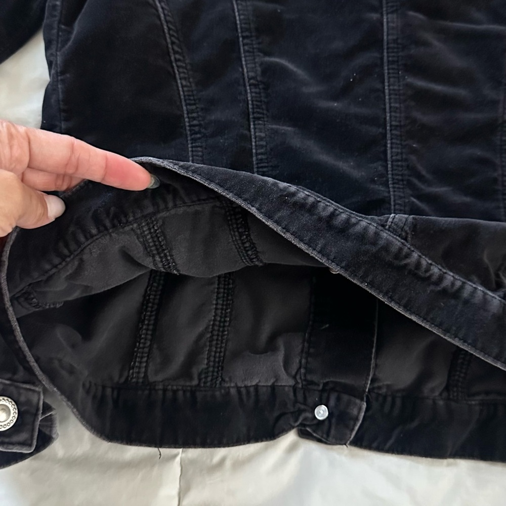 VINTAGE Y2K CASUAL BLACK COTTON VELVET JACKET SIZE-L, fits smaller like a M - Picture 9 of 9